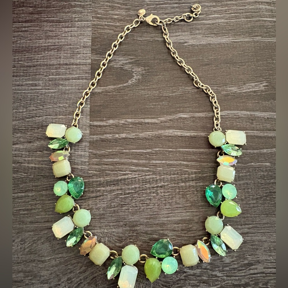 J. Crew Green and Gold Necklace